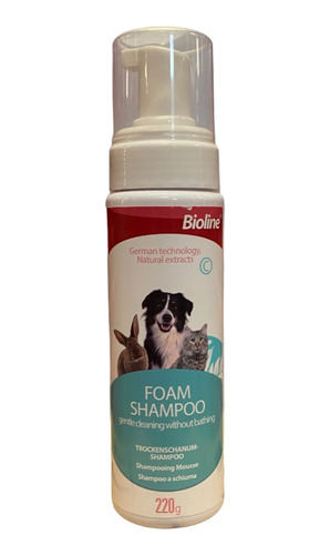 Shampoo Bioline Espuma Extracto Natural Para Perros Y Gatos