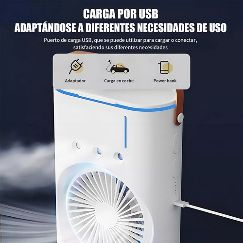 Ventilador Y Humificador Escritorio Mesa C/rotación, Luz Led