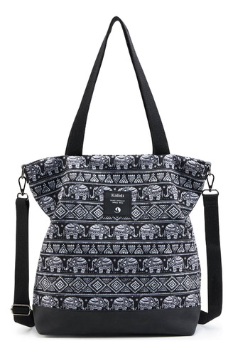 Bolso De Moda Lona Cercanías Alta Capacidad Para Mujer Color Black Two