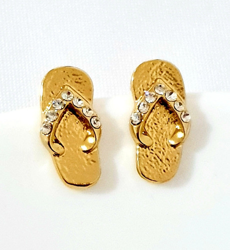 Aretes Huarache Oro Lam Y Brillantes