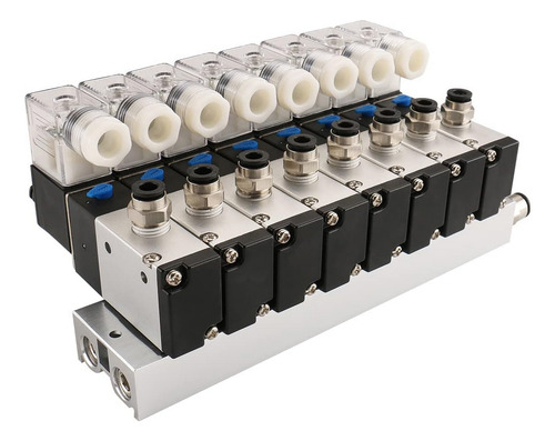 Bloco Manifold 10 Válvulas Pneumática 3/2 Vias 1/4 Bsp 8mm