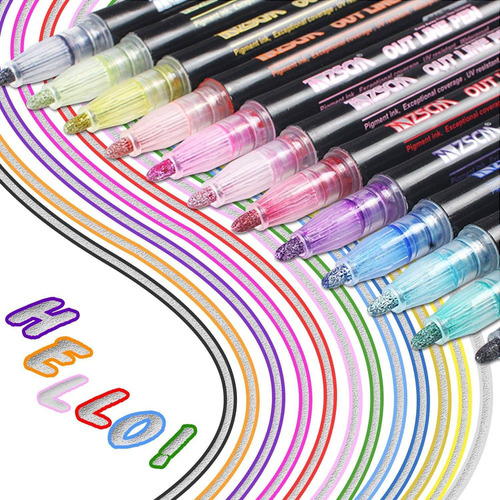 12 Colores Bolígrafos De Contorno, Contorno De Doble Línea