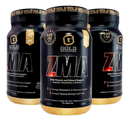Imagen 1 de 10 de Zma Gold Nutrition Precursor De Testosterona Pack X 3