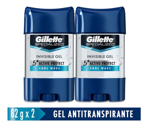 Desodorante Gillette Cool Wave Gel  82g X 2uni