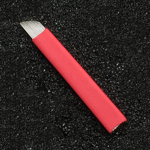 Mega Pack Cem Lâminas Tebori Red 14 F 0,18mm Microblading Cor Vermelho