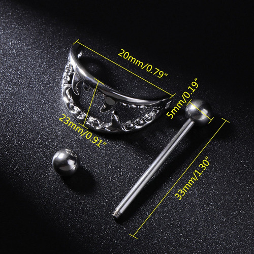 2 Piezas Piercing Pezón Mujer Dama Halloween Boca Dientes Af
