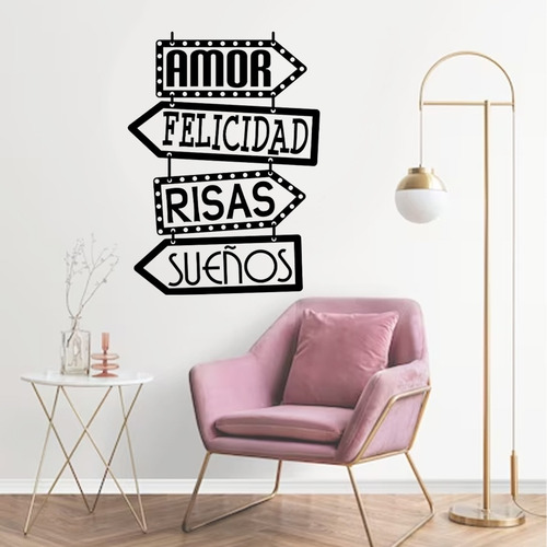 Sticker Vinilo Adhesivo Casa Amor Felicidad Risas Sueños