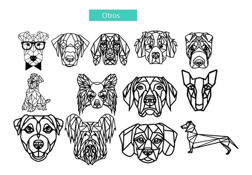 Pack Vectores Figuras Geométricas Raza De Perro Corte Láser