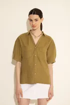 Comprar Camisa Amplia Manga Corta Lino 100 Mujer Portsaid