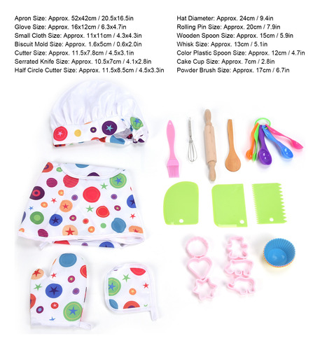 26 Pcs Children Chef Set Lavable Safe Kids Chef Juego De