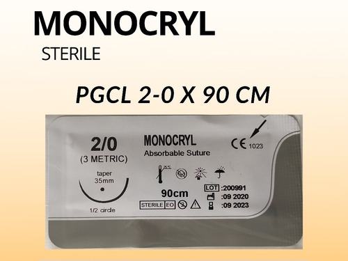 Sutura Absorbible Monocryl 2/0 X 90 Cm