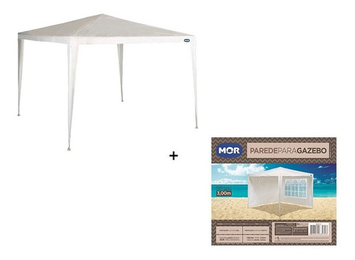 Gazebo Tenda Ráfia Mor 3mx3m/2,4mx2,4m  + Parede Branca