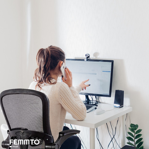 Silla De Escritorio Y Oficina Ergonomica Pc Giratoria Femmto Bm001 Negro Mesh Peso Maximo 120kg Apoyabrazos Rebatibles