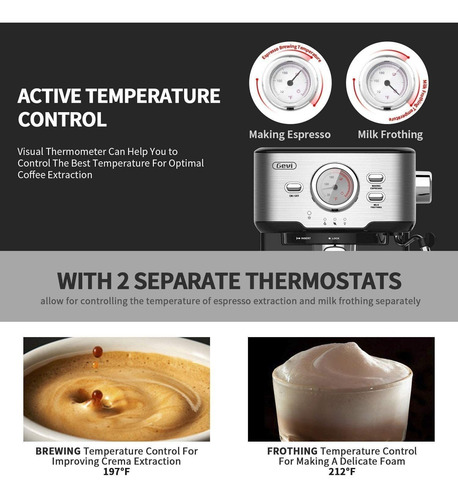 Imagen 3 de 8 de Cafetera De Expreso Con Espumador 1,5l 1100 W Gevi