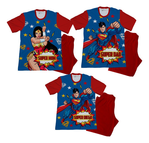 Pijama Familia Batman Superman Combo Set X3