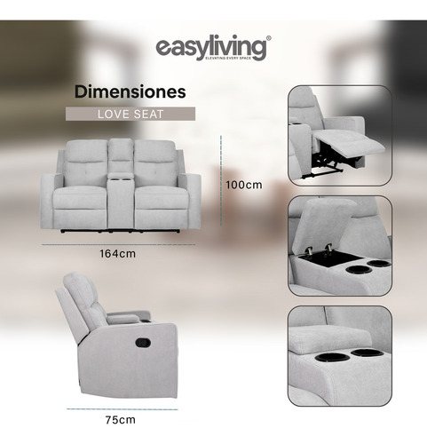 Sofa Reclinable Con Portavasos Love Seat Moon Easy Lving