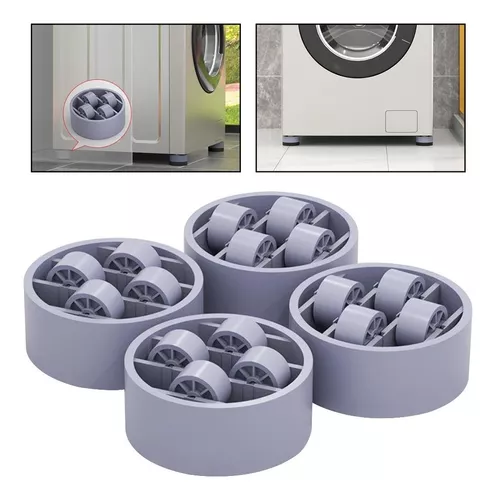 SEISSO Base de lavadora ajustable con 4 ruedas de 4 pies, base móvil  multifuncional para muebles con 4 ruedas giratorias de goma de bloqueo para