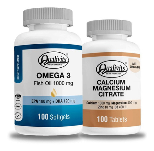 Omega 3 1000 Mg Calcio Magnesio Zinc Y Vitamina D3 Qualivits