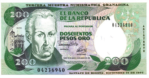 200 Pesos 1992 Resello Asociación Numismática Granadina 1995