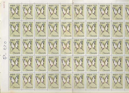 Serie Estampillas Fauna_mariposas 1966 Hojas De 50 Detall