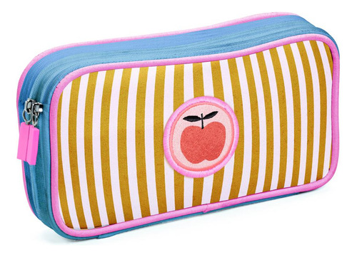 Cartuchera Infantil Doble Cierre Djeco Color Rayas Amarillo Rayado