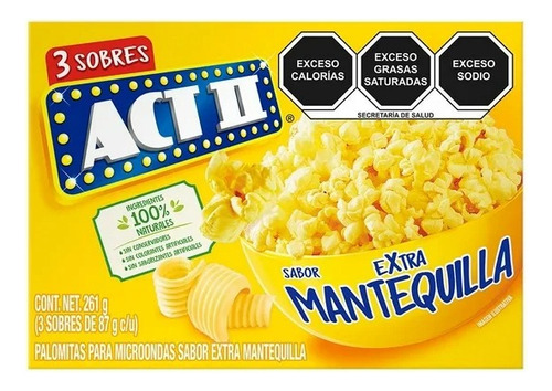 5 Pzas Palomitas Para Microondas Act Ii Extra Mantequilla 3