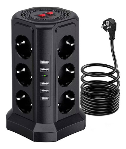 Enchufe Con Múltiples Led De 2500 W, 5 Usb Y Puertos