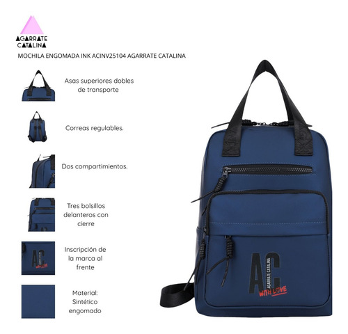 Mochila Engomada Ink Agarrate Catalina Verde Liso