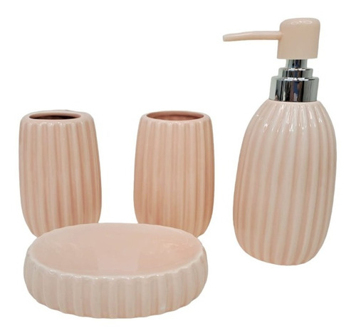 Set X4 Pzs Para Baño Ceramica Dispenser Jabon Vaso Jabonera 