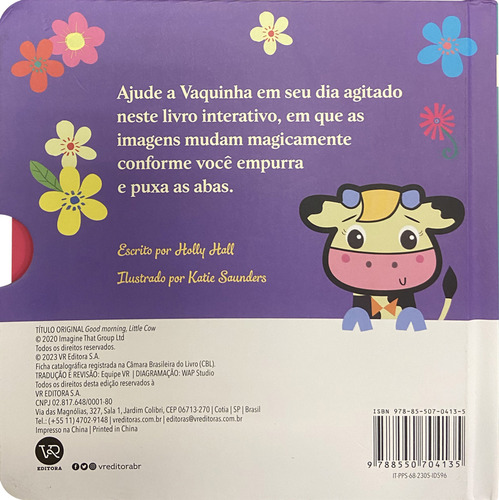 Bom dia, Vaquinha, de Holly Hall. Editorial VR Editora, tapa mole en português
