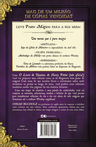 Libro de cocina de Harry Potter en portugués, tapa blanda, con más de 150 recetas, incluyendo pasteles de caldero y cerveza de mantequilla.