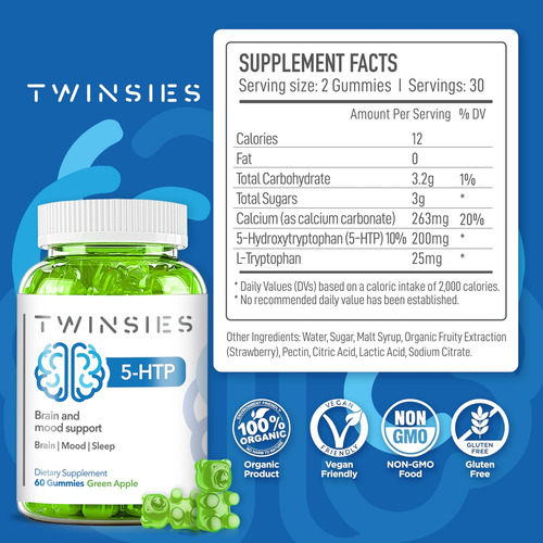 Goms De 5-htp De 5-htp 200mg Com Suplemento L-triptofano Par