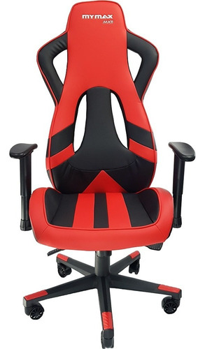 Cadeira de escritório Mymax MX11 gamer ergonômica  preta e vermelha com estofado em tecido sintético