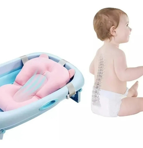 Bañera Tina Para Bebe Plegable + Cojin Marca Induhogar