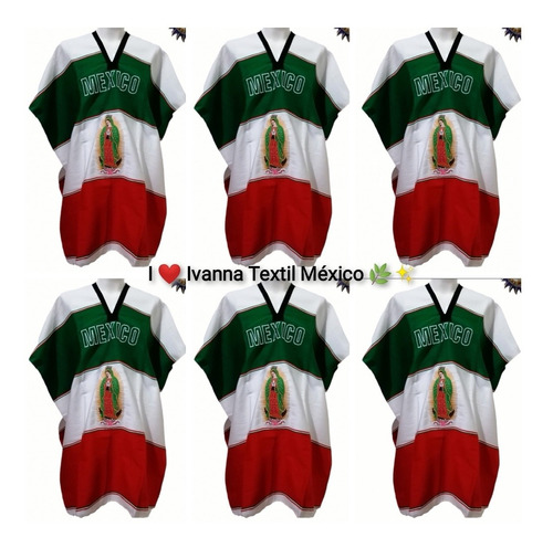 Jorongo Gabán Tricolor Virgen De Guadalupe Algodón 6pzs