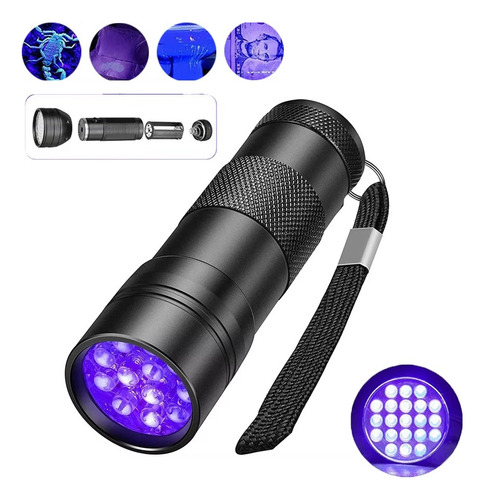 Lámpara De Luz Uv, Mini Linterna De 12 Led, Detector De Rayo
