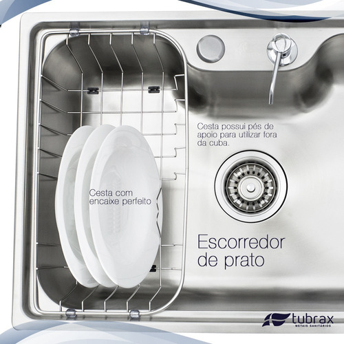 Cuba Pia Cozinha Com Acessórios Tubrax Inox E Tábua De Corte