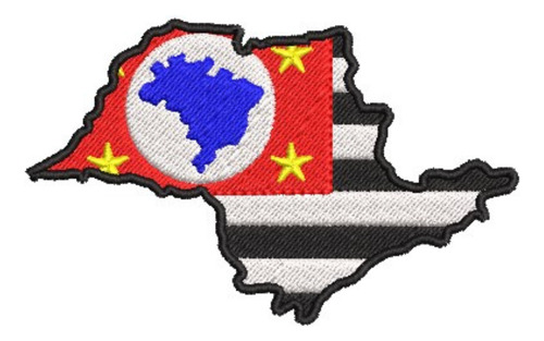 Patch Bordado Com Velcro-estado-mapa-são Paulo Vermelho Lisa