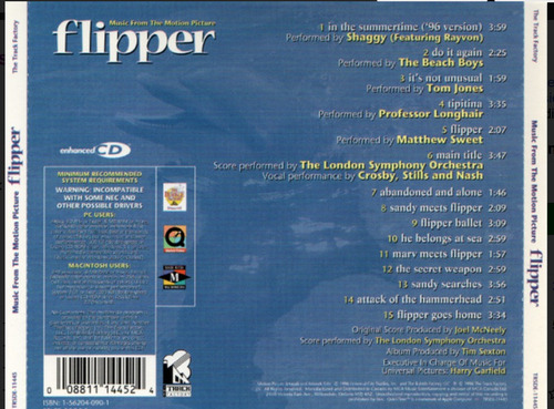 Cd Flipper - Trilha Do Filme Flipper Original Nac. Lacrado