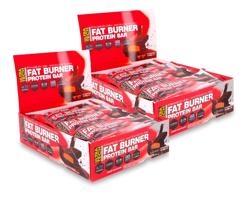 Barras De Proteína Sin Azúcar Fat Burner Bar 2 (dos) Cajas Con 12 Barras En Cada Caja Alto Contenido De Proteínas 