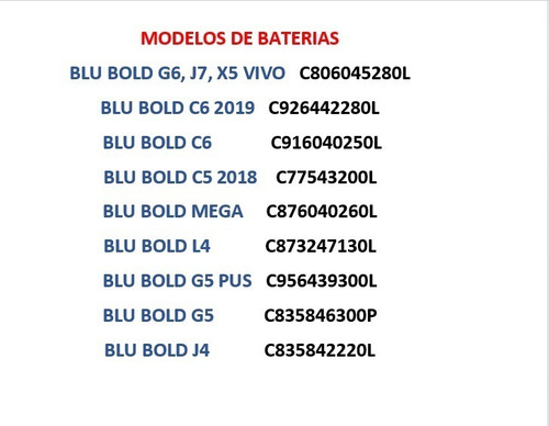 Sustituto De  Pila Blu Bold Varios Modelos 