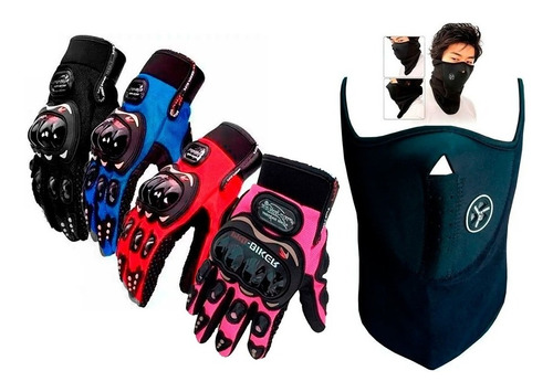 Kit Mascara Neoprene Termica + Guantes Pro Biker Sti Motos