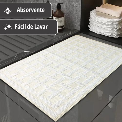 1 Tapete Banheiro Absorvente 100% Algodão Ed Nat 40 X 60 M01