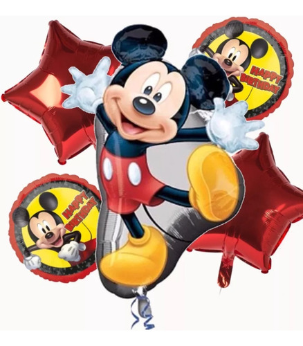 Kit De 5 Globos De Mickey Mouse Para Cumpleaños Fiestas