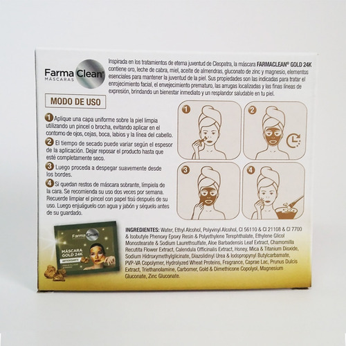 Imagen 3 de 5 de Farmaclean Máscara Gold 24k X 1 Estuche. De Fábrica.