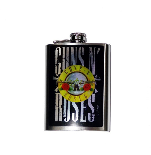 Cantil Porta Bebida De Bolso Guns And Roses Aço 210 Ml