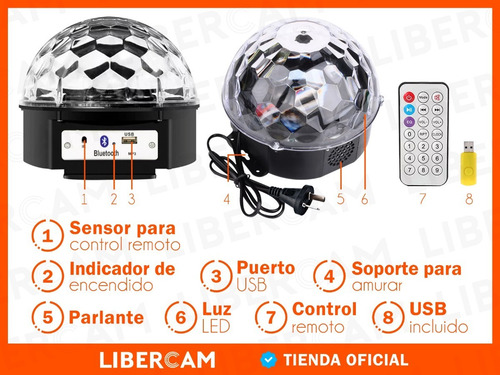Bola Led Rgb Audioritmica Usb Luz Parlante Pendrive Cabezal