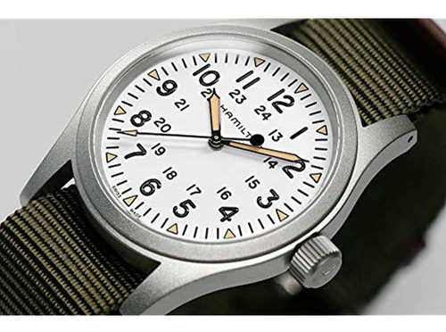 Hamilton Khaki Field Reloj De Hombre Con Esfera Blanca Meca