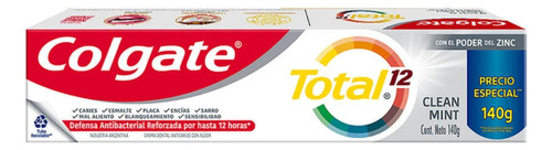 Pasta Dental Colgate Total 12 Clean Mint En Crema 140 g