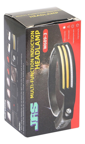 Linterna Fontal Cabeza Led Cintillo C/sensor Recargable Usb Linterna Negro Luz Blanco